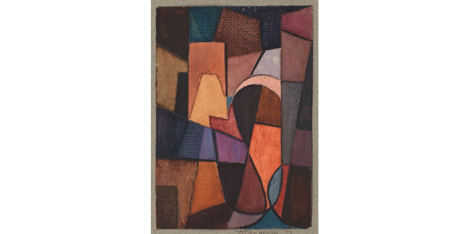 Alberto Teixeira Paisagem aquarela e nanquim colorido sobre papel 1953 19x13cm