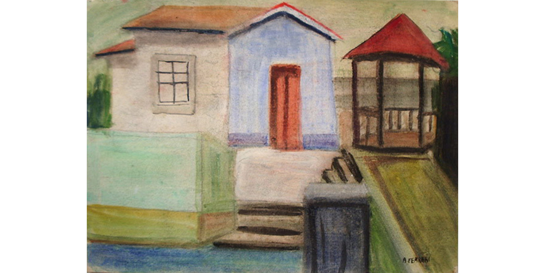 Arnaldo Ferrari Óleo sobre cartão Dec 50 24x33cm
