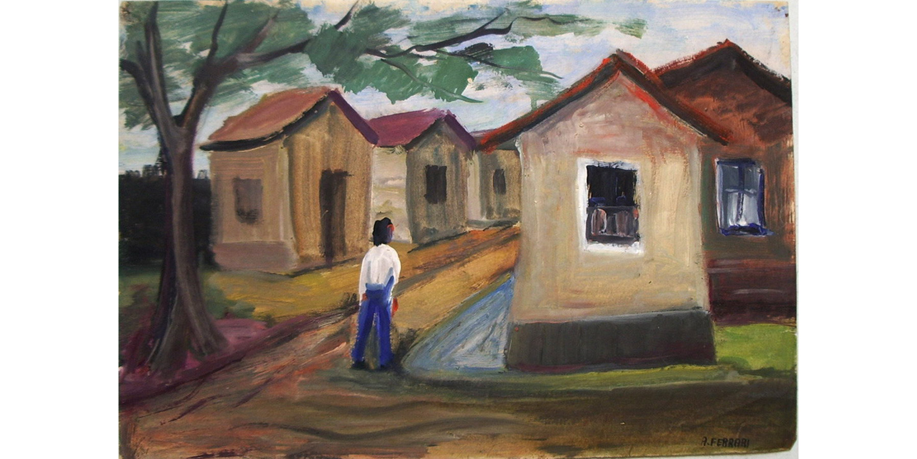 Arnaldo Ferrari Óleo sobre cartão Dec 50 22x33cm