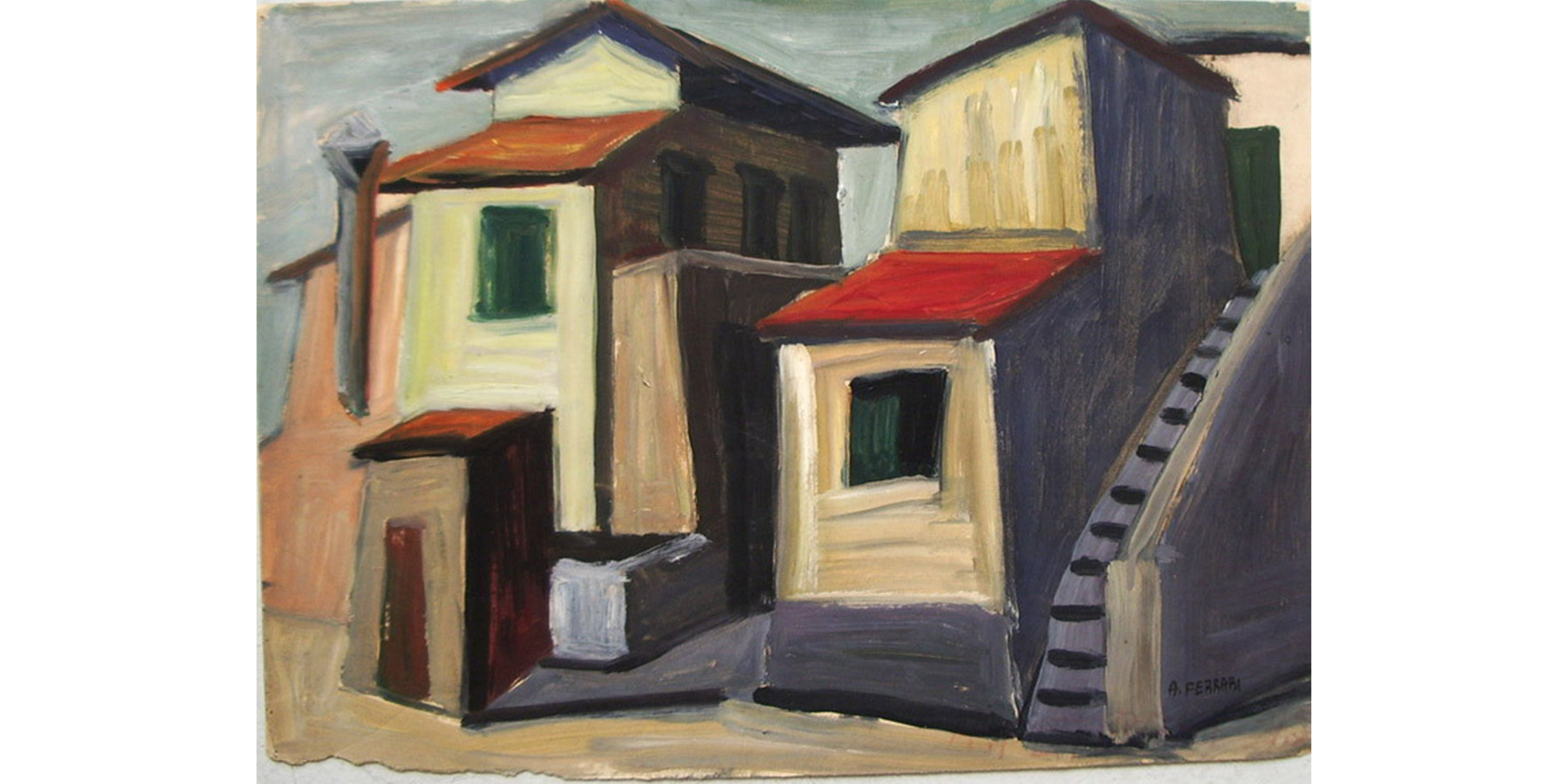 Arnaldo Ferrari Óleo sobre cartão Dec 50 24x33cm