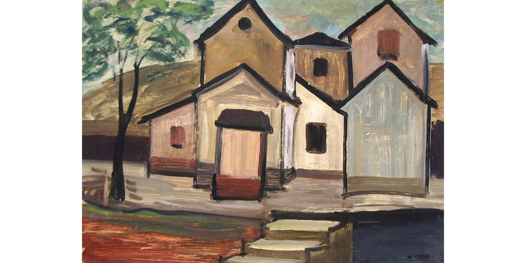 Arnaldo Ferrari Óleo sobre cartão Dec 50 24x34cm