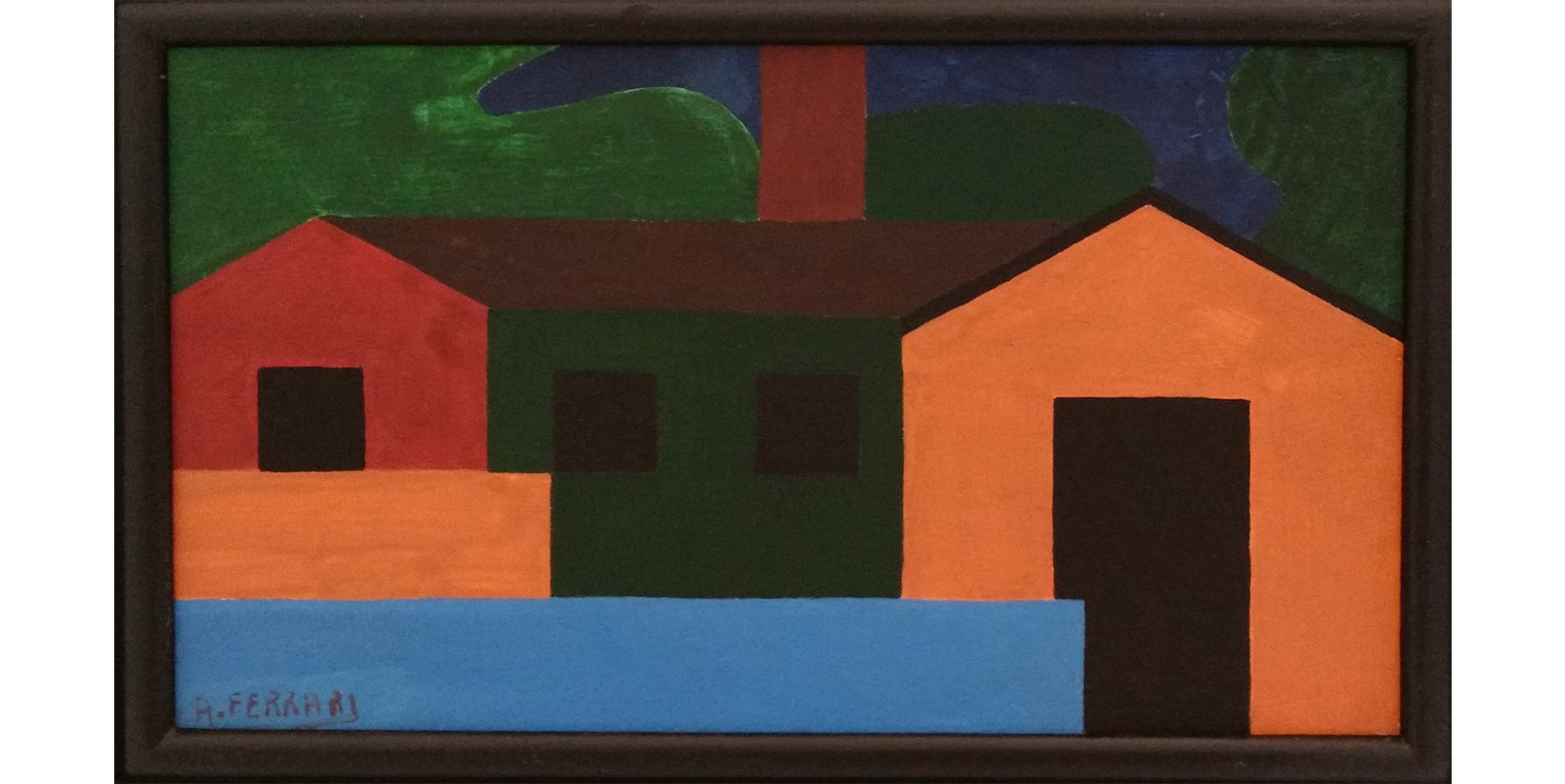 Arnaldo Ferrari óleo sobre cartão Dec 50 7x27cm