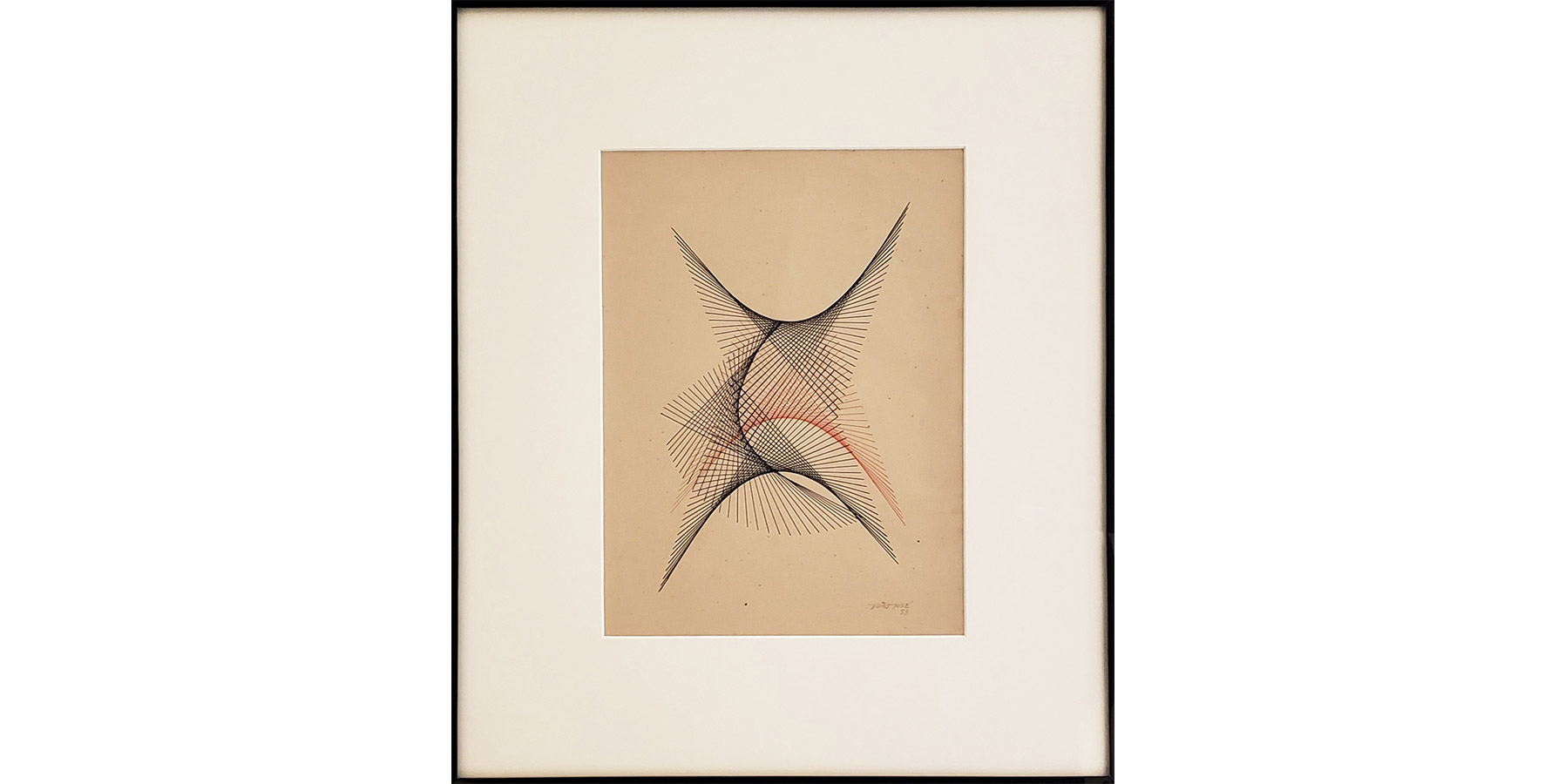 João José Costa Formas Guache sobre cartão 1953 32x24cm sem moldura - 50x41cm com moldura