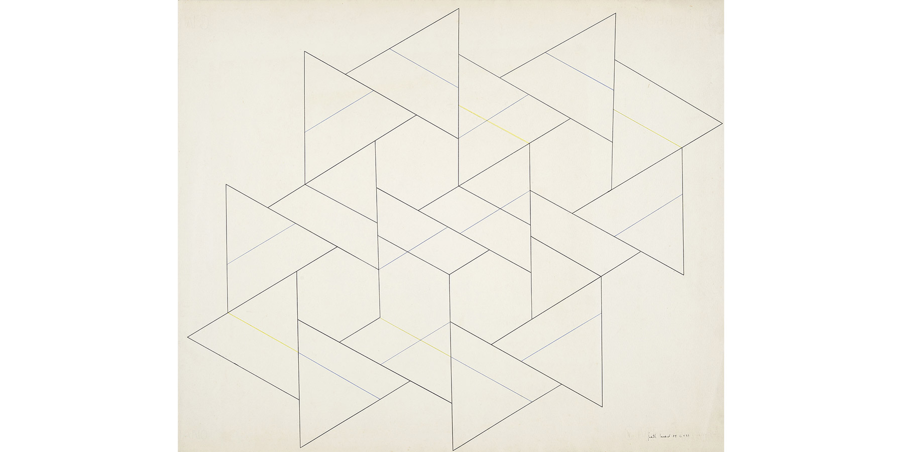 Judith Lauand Acervo 187 C 173 Nanquim sobre papel azul amarelo 1959 60x48cm