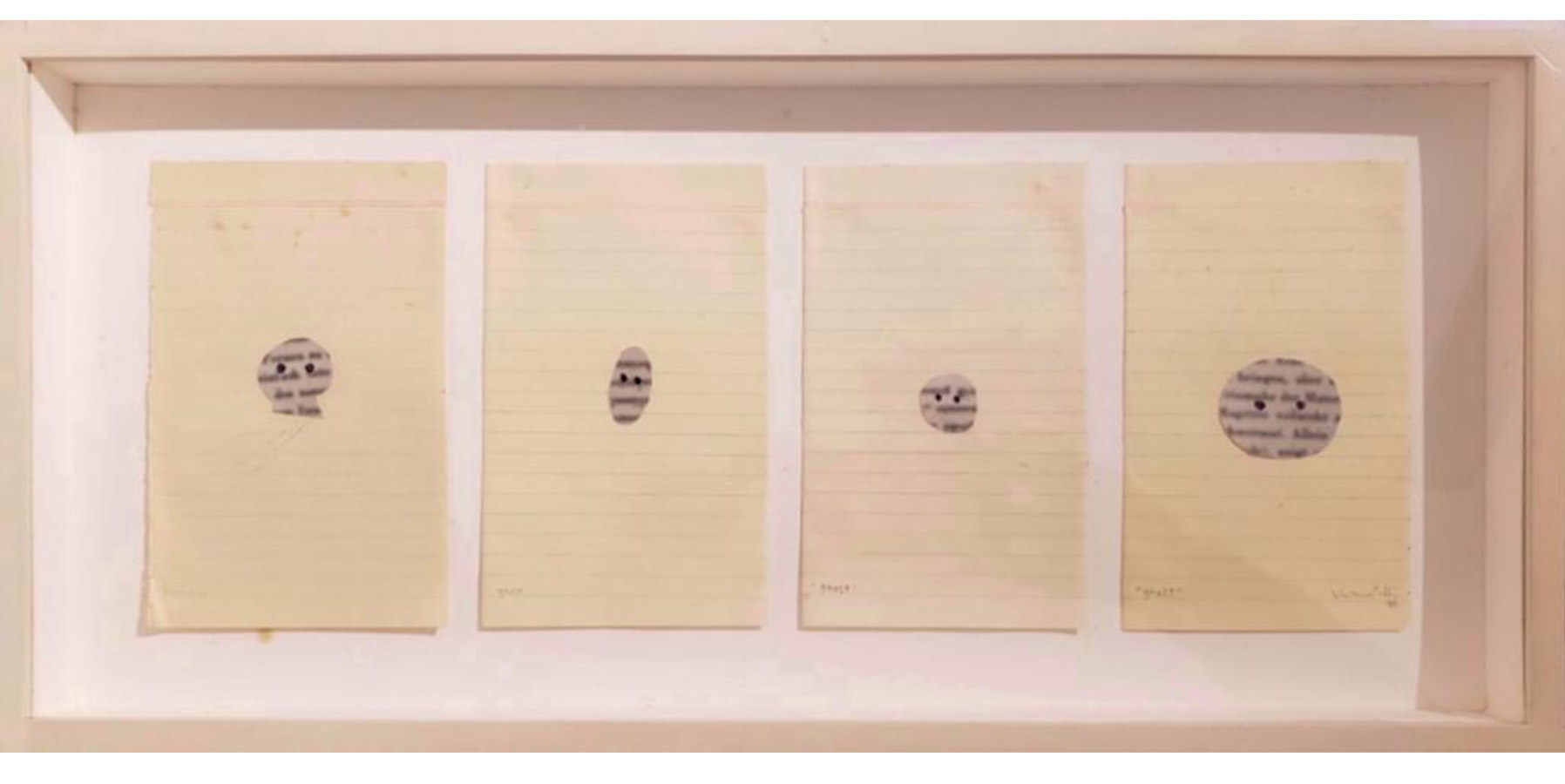 Liliana Porter Fantasmas Foto branco e preto Tinta e colagem 1999 25x50cm com moldura