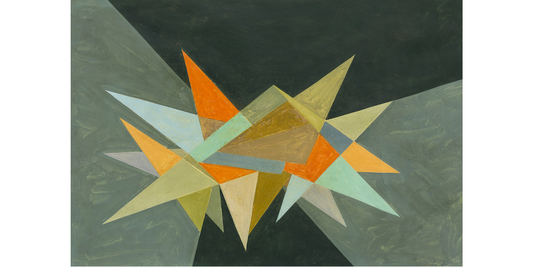 Lygia Clark Composição Óleo sobre cartão 1952 32X47cm - moldura 50x65x4cm