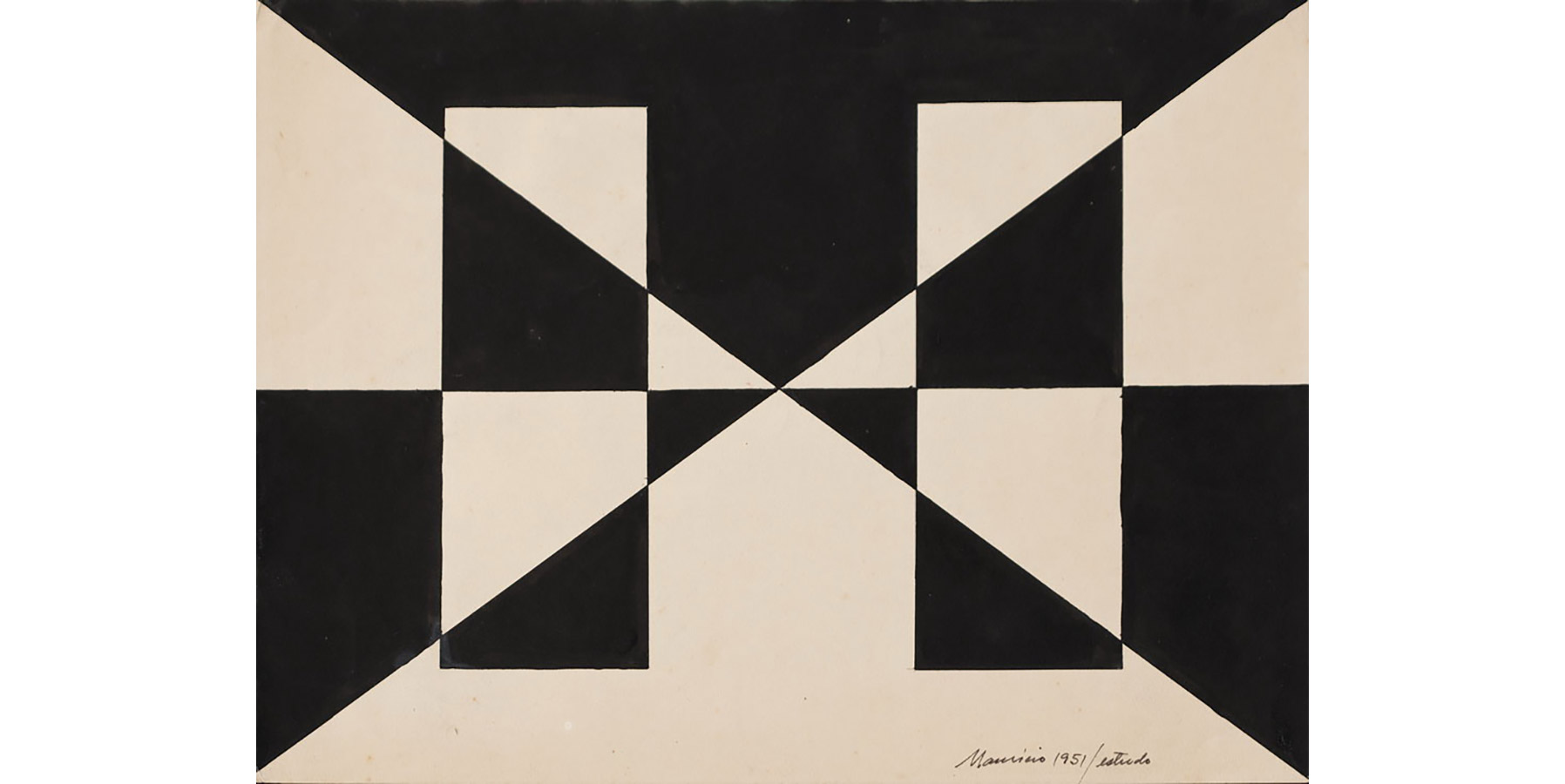 Maurício Nogueira Lima Nanquim sobre cartão 1951 23x30cm