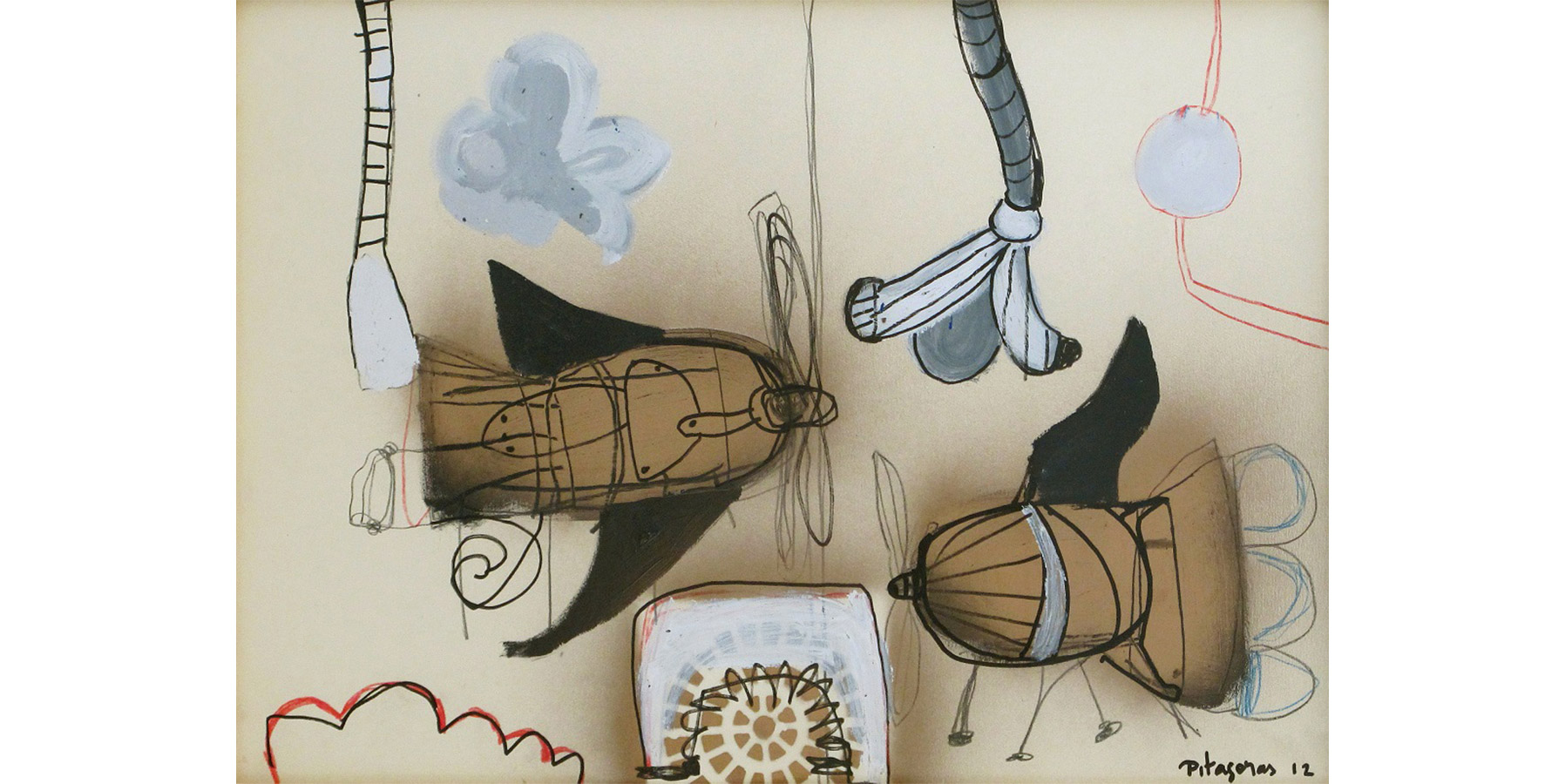 Pitágoras Lopes Acrílica e spray sobre cartão 2012 50x72cm