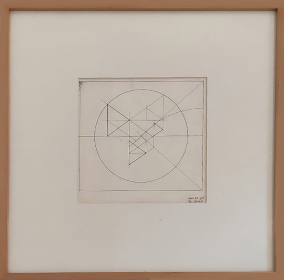 Aluísio Carvão Comp 53 Desenho sobre cartão 1954 17x17cm